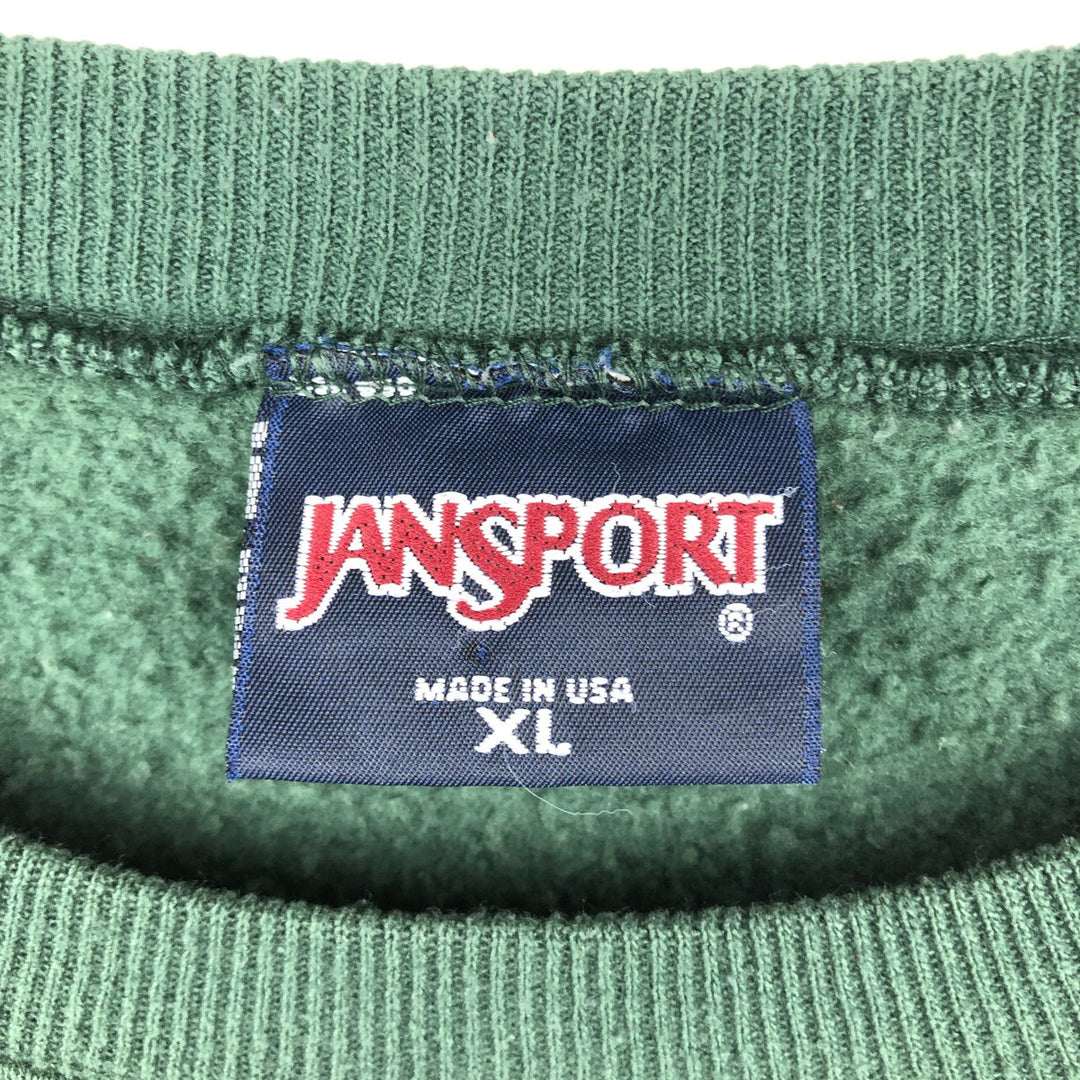 90'S Jansport College Sweatshirt, Made in USA, Men's XL, Vintage cotton green type Vintage Second Hand