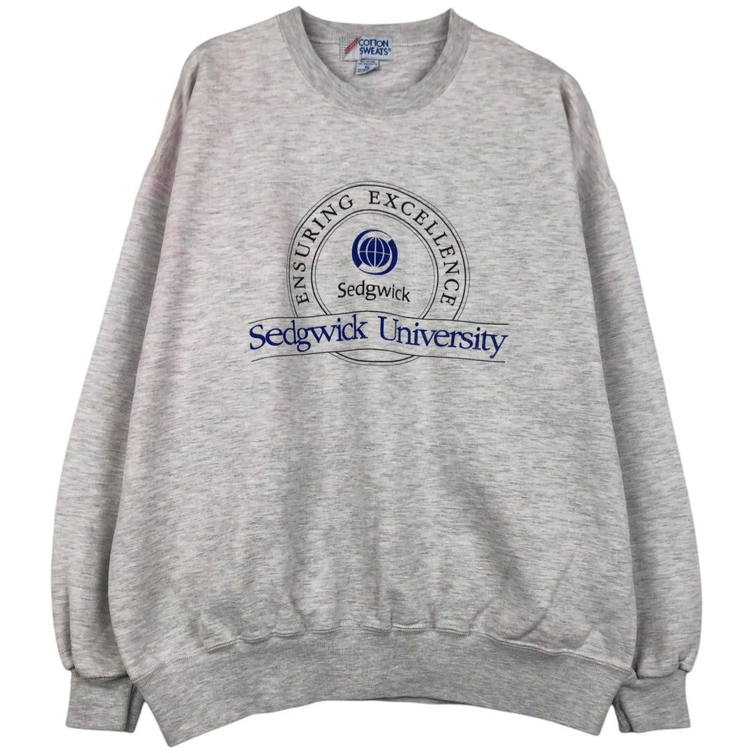 Jerzees Cotton Sweatshirt College Sweatshirt, Made in USA, Men's Size XL (approx.) cotton white type Vintage Second Hand