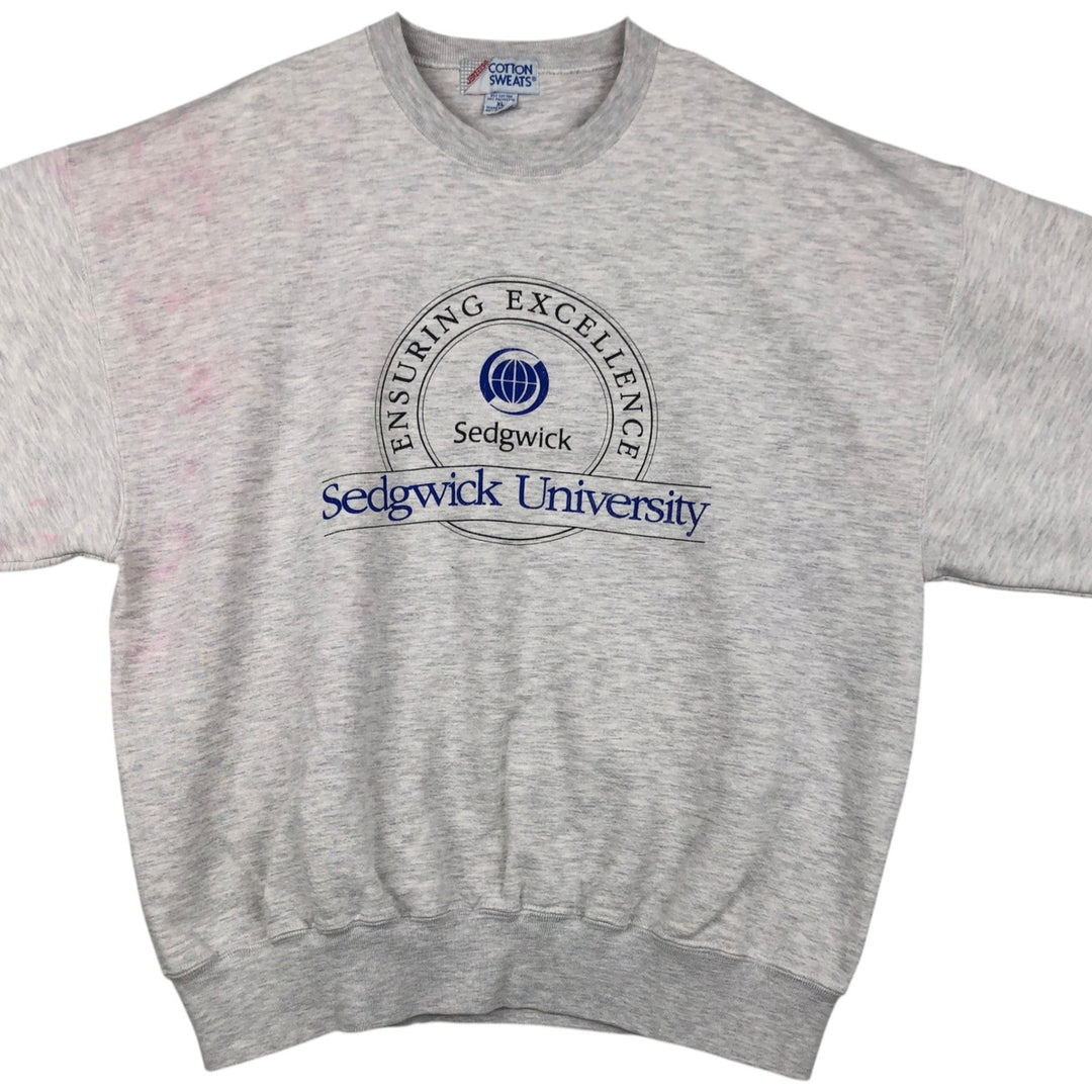 Jerzees Cotton Sweatshirt College Sweatshirt, Made in USA, Men's Size XL (approx.) cotton white type Vintage Second Hand