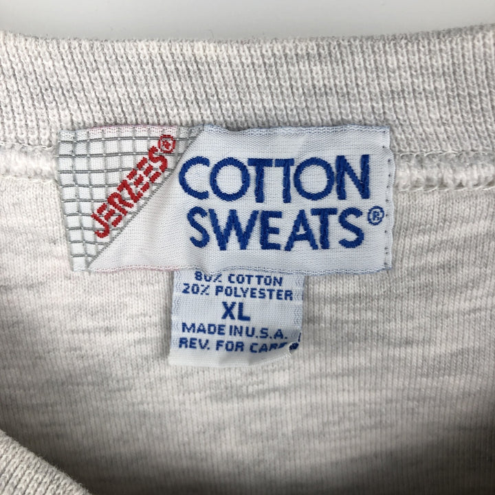 Jerzees Cotton Sweatshirt College Sweatshirt, Made in USA, Men's Size XL (approx.) cotton white type Vintage Second Hand