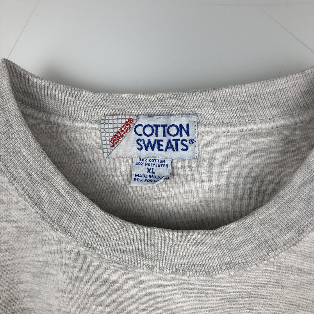 Jerzees Cotton Sweatshirt College Sweatshirt, Made in USA, Men's Size XL (approx.) cotton white type Vintage Second Hand