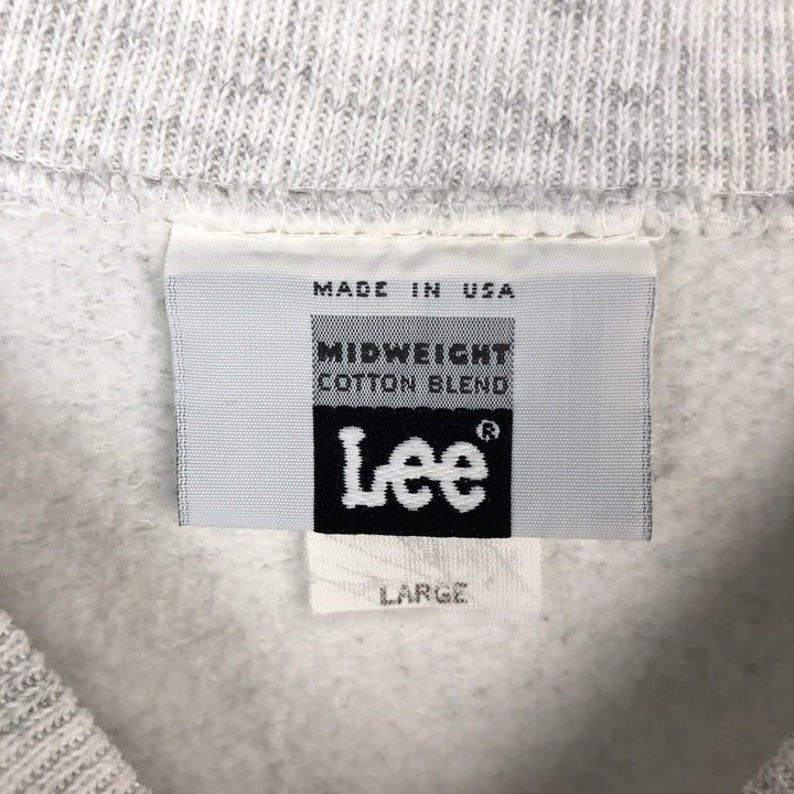 90'S Lee MIDWEIGHT Print Sweatshirt, Made in USA, Men's Size L (Equivalent), Vintage cotton pale white type Vintage Second Hand