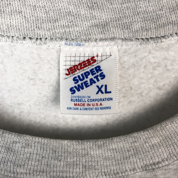 90'S Jerzees SUPER SWEATS Printed Sweatshirt, Made in USA, Men's XL (approx.), Vintage cotton white type Vintage Second Hand