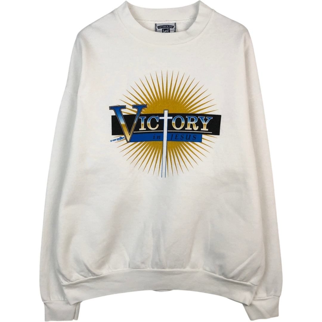 90'S Lee JESUS Jesus Christ Print Sweatshirt, Made in USA, Men's XL (approx.), Vintage unclear white type Vintage Second Hand