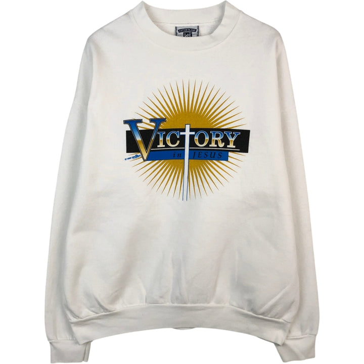 90'S Lee JESUS Jesus Christ Print Sweatshirt, Made in USA, Men's XL (approx.), Vintage unclear white type Vintage Second Hand