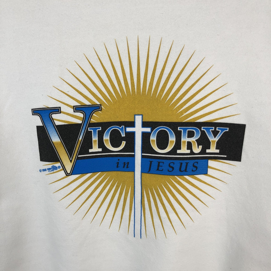 90'S Lee JESUS Jesus Christ Print Sweatshirt, Made in USA, Men's XL (approx.), Vintage unclear white type Vintage Second Hand