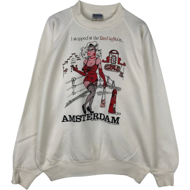 80'S BLUES FOX. Zwananburg Sweatshirt, Men's Size L (approx.), Vintage acrylic white type Vintage Second Hand