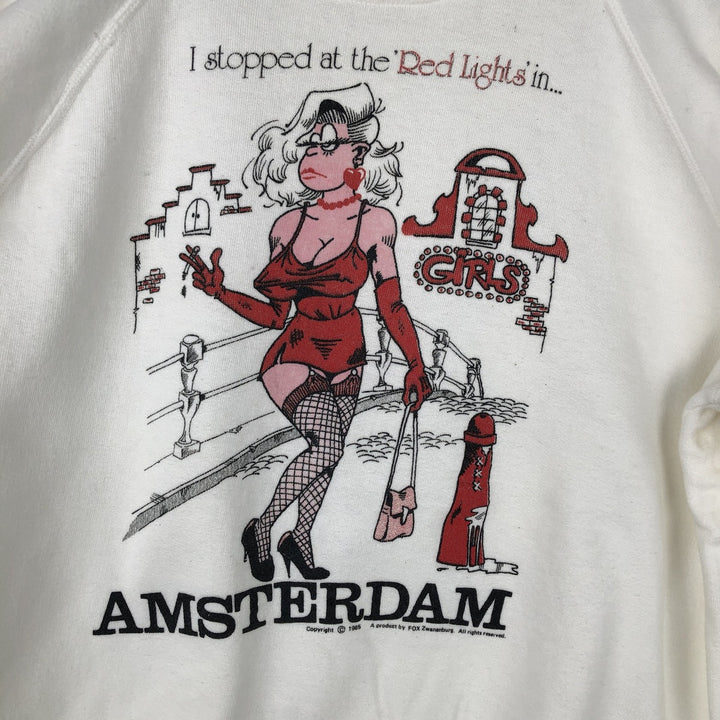 80'S BLUES FOX. Zwananburg Sweatshirt, Men's Size L (approx.), Vintage acrylic white type Vintage Second Hand