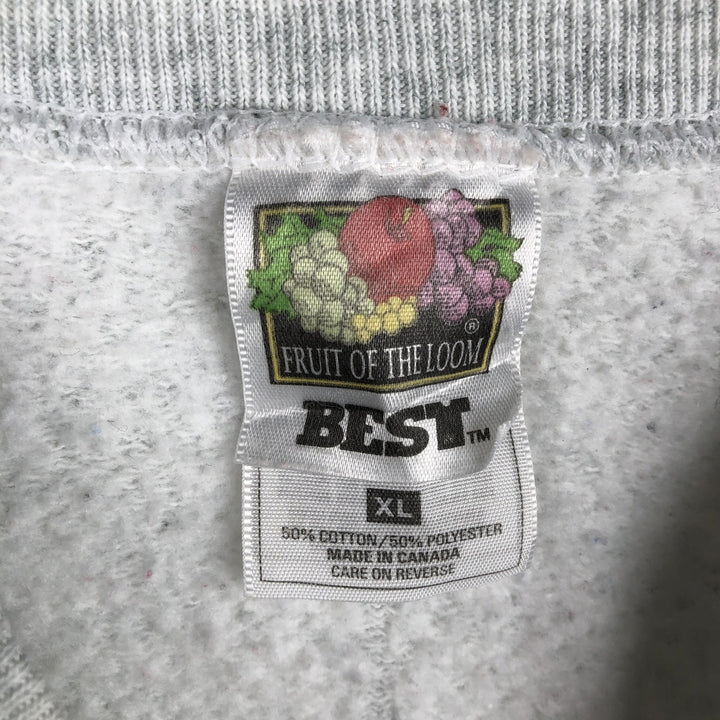 2000'S Fruit of the Loom Best Print Sweatshirt, Made in Canada, Men's Size XL (approx.) cotton gray type Vintage Second Hand