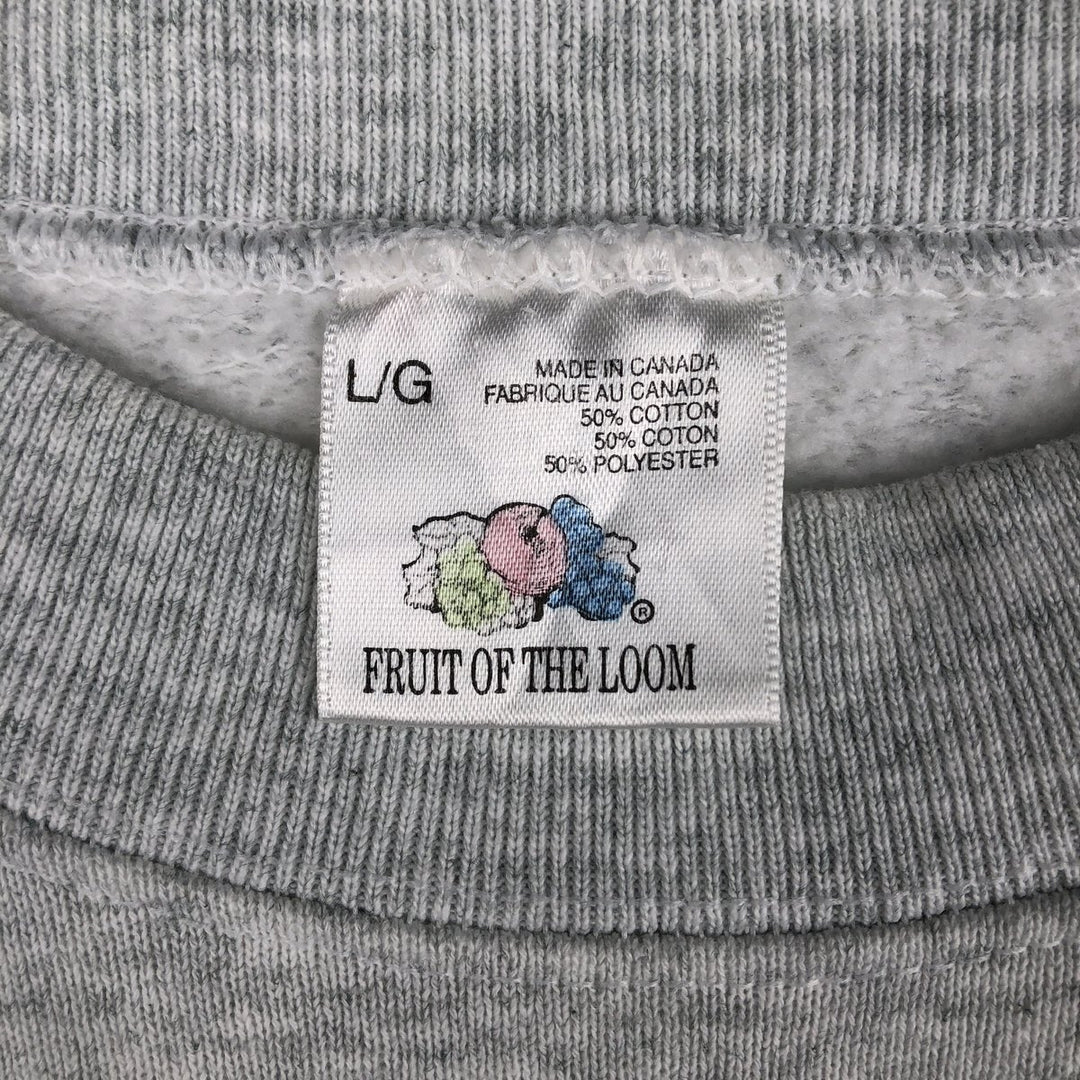 Vintage 90'S Fruit of the Loom print sweatshirt, made in Canada, size L, men's cotton gray type Vintage Second Hand
