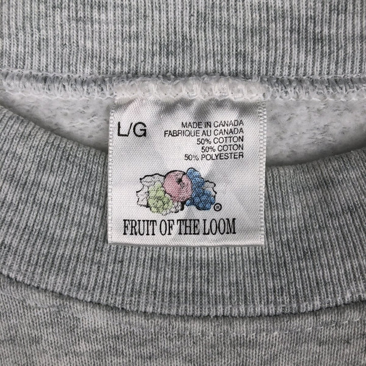 Vintage 90'S Fruit of the Loom print sweatshirt, made in Canada, size L, men's cotton gray type Vintage Second Hand