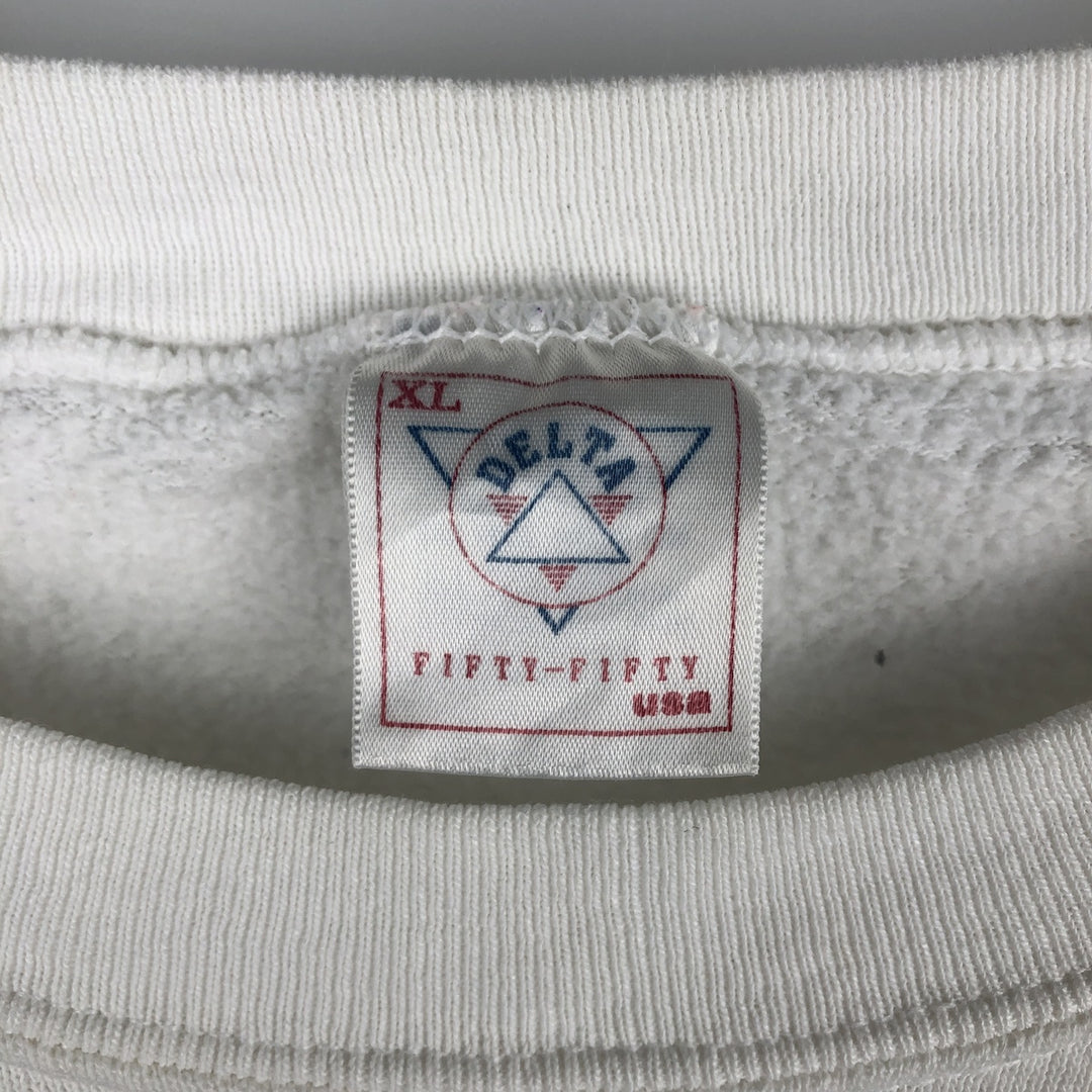 Vintage 90'S Delta DELTA printed sweatshirt, made in the USA, men's size XL cotton white type Vintage Second Hand