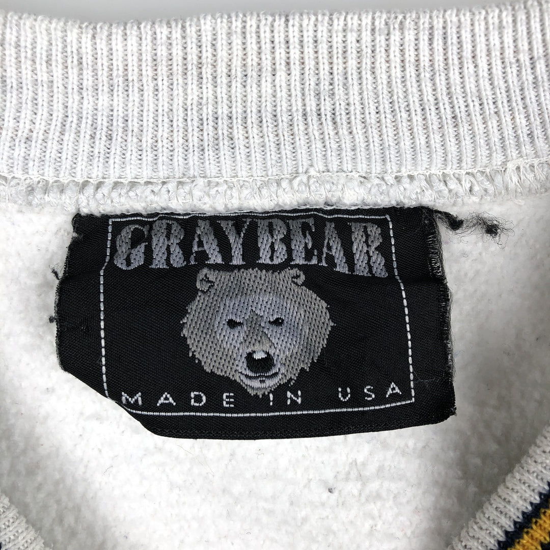 90'S GRAYBEAR Sweatshirt, Made in USA, Men's XL equivalent, Vintage cotton gray type Vintage Second Hand