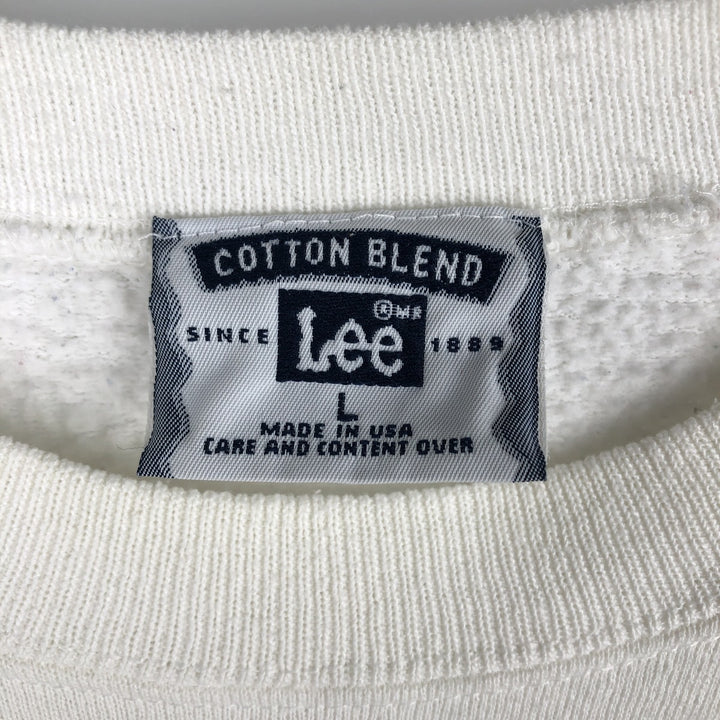 90'S Lee Cotton Blend Jesus Christ Print Sweatshirt, Made in USA, Men's Size L (approx.) cotton white type Vintage Second Hand
