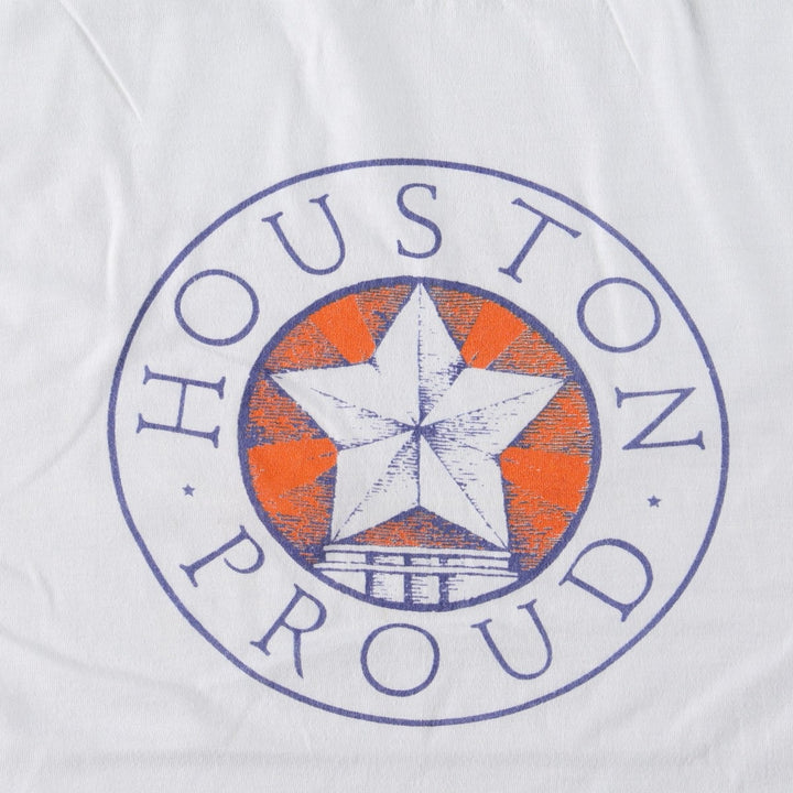 1980'S Hanes MLB Houston Astros Sports Print T-Shirt, Made in USA, Men's Size L (approx.), Vintage cotton white type Vintage Second Hand