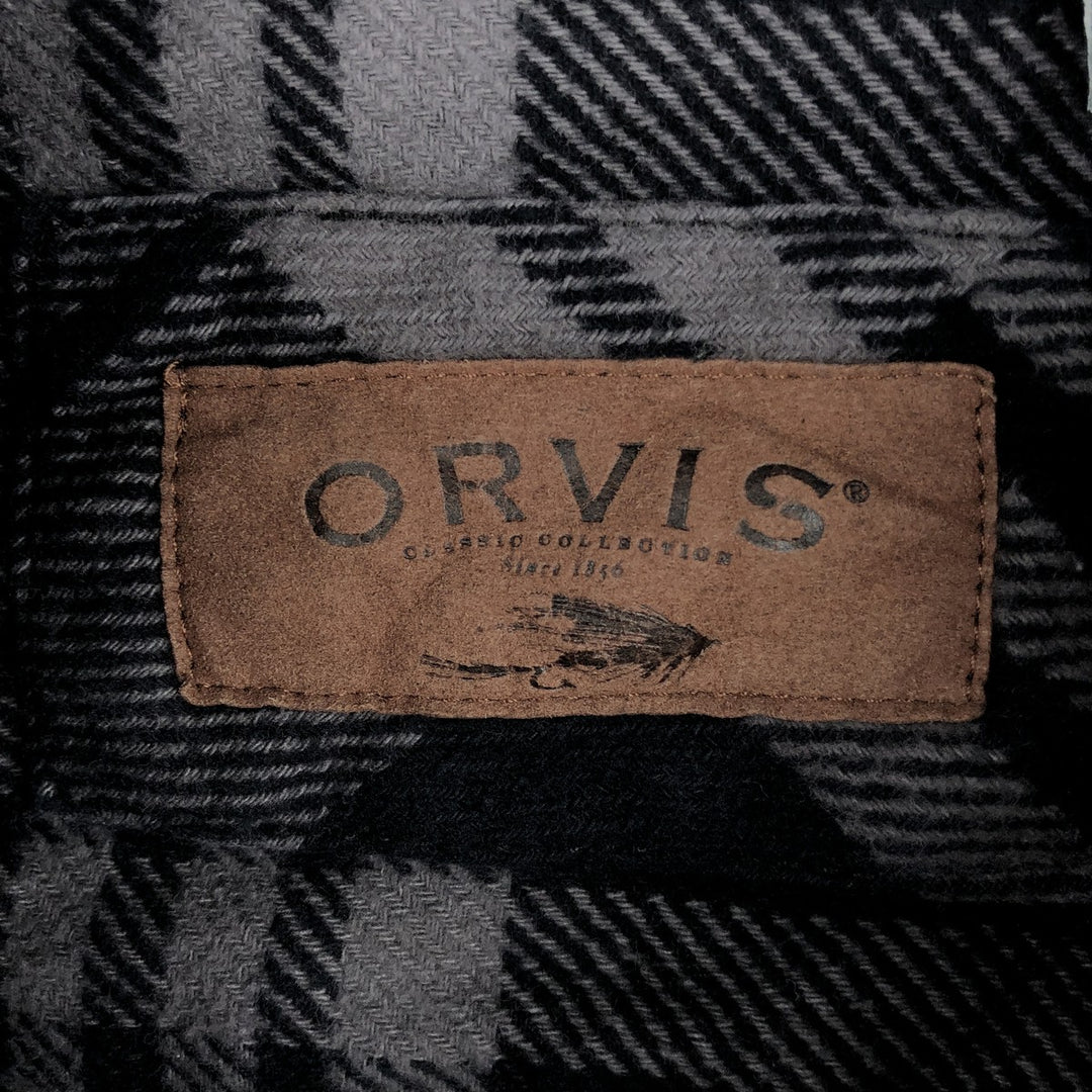 ORVIS Long Sleeve Flannel Check Shirt, Men's Size L cotton gray type Vintage Second Hand