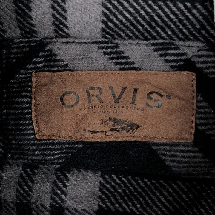 ORVIS Long Sleeve Flannel Check Shirt, Men's Size L cotton gray type Vintage Second Hand