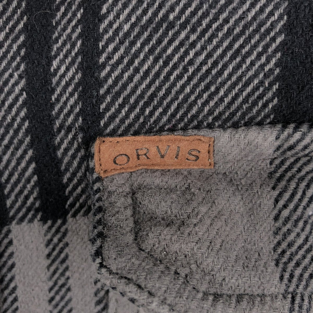 ORVIS Long Sleeve Flannel Check Shirt, Men's Size L cotton gray type Vintage Second Hand