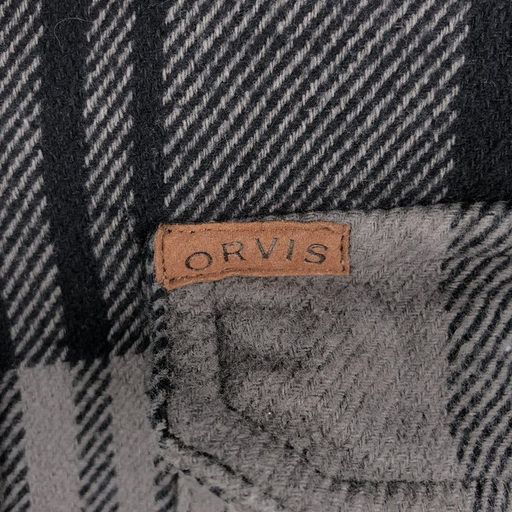 ORVIS Long Sleeve Flannel Check Shirt, Men's Size L cotton gray type Vintage Second Hand
