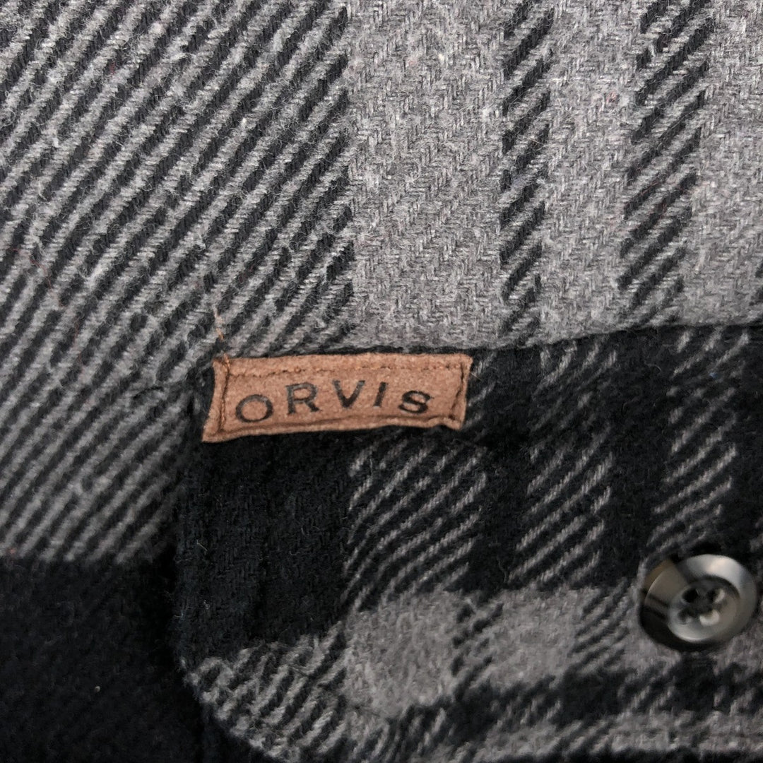 ORVIS Long Sleeve Flannel Check Shirt, Men's Size M cotton gray type Vintage Second Hand