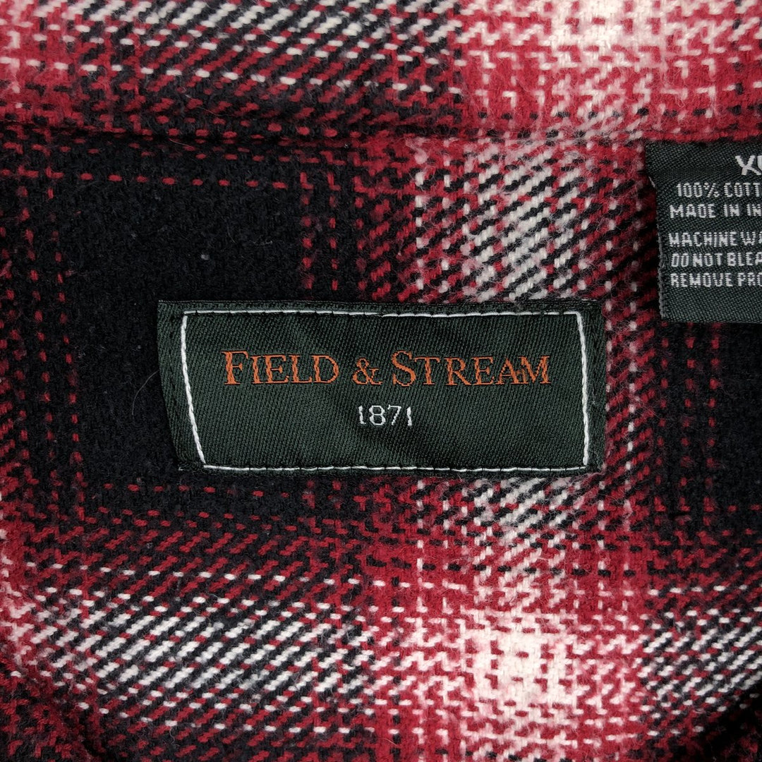 FIELD AND STREAM Ombre Check Long-Sleeve Flannel Check Shirt, Men's Size XL (approx.) cotton red type Vintage Second Hand