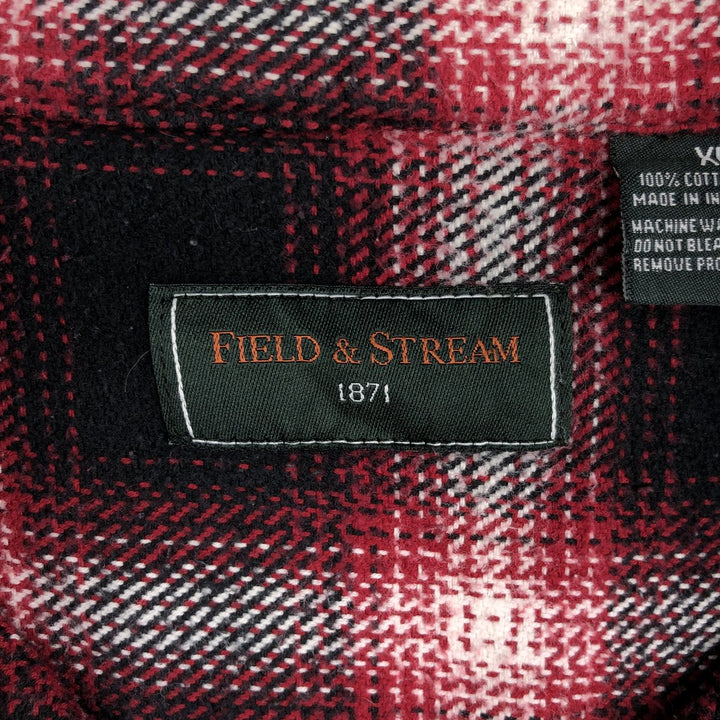FIELD AND STREAM Ombre Check Long-Sleeve Flannel Check Shirt, Men's Size XL (approx.) cotton red type Vintage Second Hand