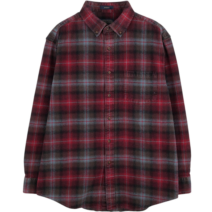 Pendleton MASON Long-Sleeve Button-Down Light Flannel Check Shirt, Men's Size L (approx.) unclear red type Vintage Second Hand