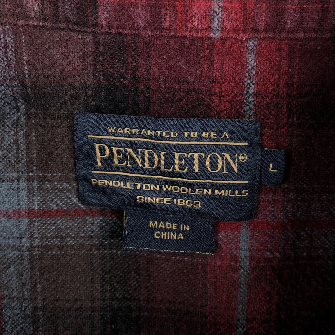 Pendleton MASON Long-Sleeve Button-Down Light Flannel Check Shirt, Men's Size L (approx.) unclear red type Vintage Second Hand