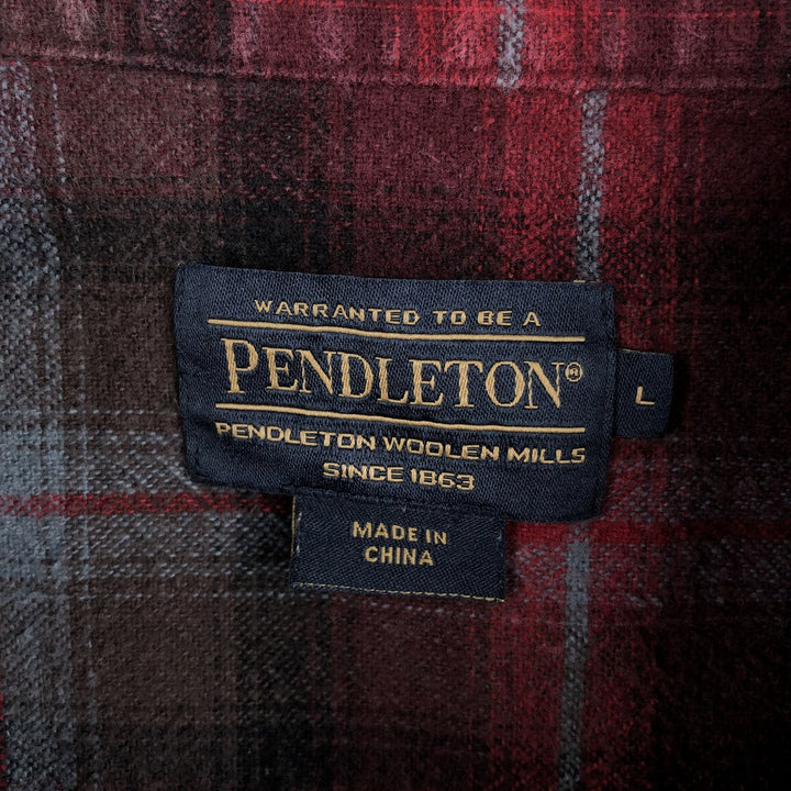 Pendleton MASON Long-Sleeve Button-Down Light Flannel Check Shirt, Men's Size L (approx.) unclear red type Vintage Second Hand