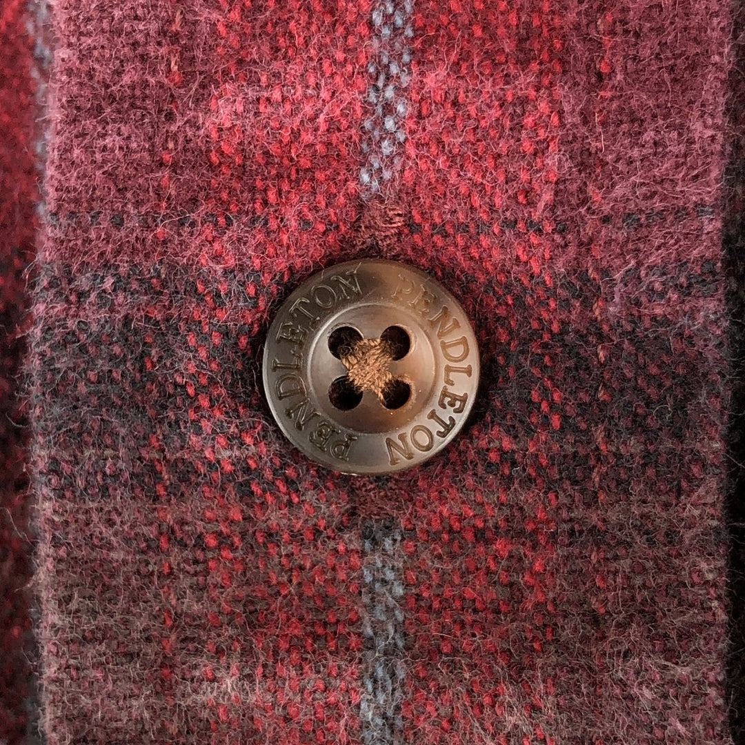 Pendleton MASON Long-Sleeve Button-Down Light Flannel Check Shirt, Men's Size L (approx.) unclear red type Vintage Second Hand