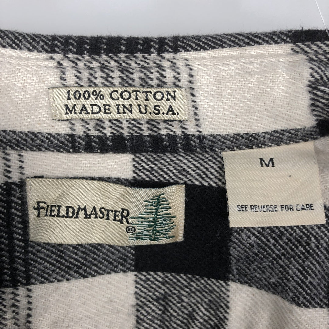 90'S Fieldmaster Long-Sleeve Flannel Check Shirt, Made in USA, Men's Size M (Equivalent), Vintage cotton ivory Vintage Second Hand