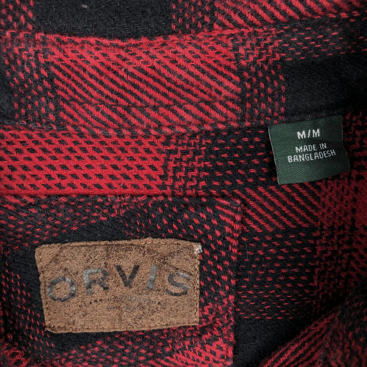 ORVIS Ombre Check Long Sleeve Flannel Check Shirt, Men's M Size cotton red type Vintage Second Hand