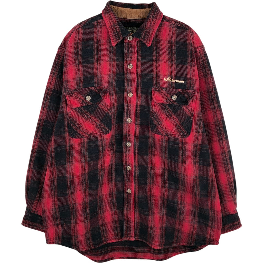 Field and Stream Ombre Check Long Sleeve Heavy Flannel Check Shirt (Men's Size L equivalent) cotton red type Vintage Second Hand