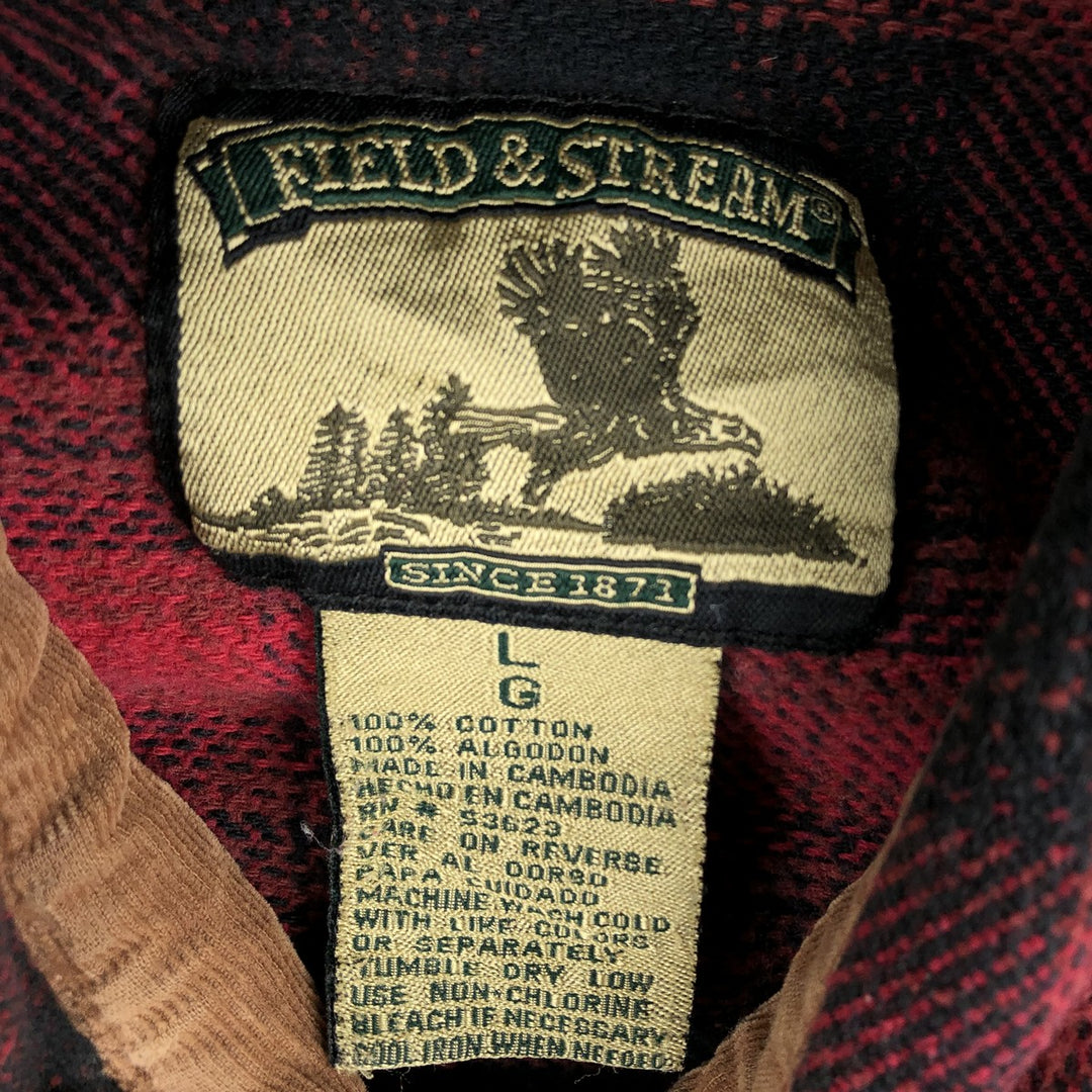 Field and Stream Ombre Check Long Sleeve Heavy Flannel Check Shirt (Men's Size L equivalent) cotton red type Vintage Second Hand