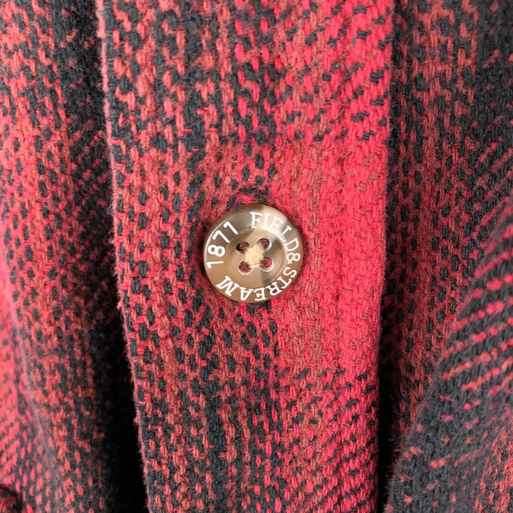 Field and Stream Ombre Check Long Sleeve Heavy Flannel Check Shirt (Men's Size L equivalent) cotton red type Vintage Second Hand