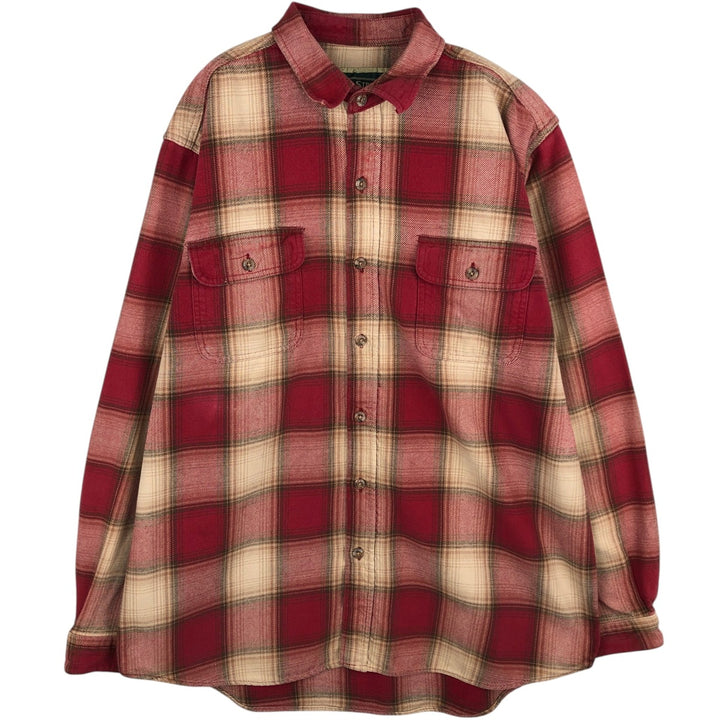 Field and Stream Ombre Check Long Sleeve Heavy Flannel Check Shirt (Men's XL equivalent) unclear red type Vintage Second Hand