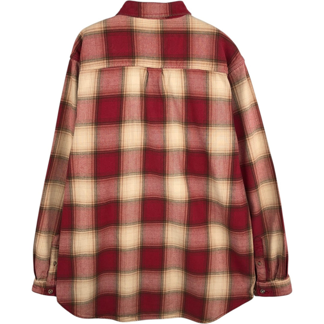 Field and Stream Ombre Check Long Sleeve Heavy Flannel Check Shirt (Men's XL equivalent) unclear red type Vintage Second Hand