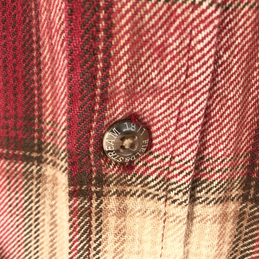 Field and Stream Ombre Check Long Sleeve Heavy Flannel Check Shirt (Men's XL equivalent) unclear red type Vintage Second Hand