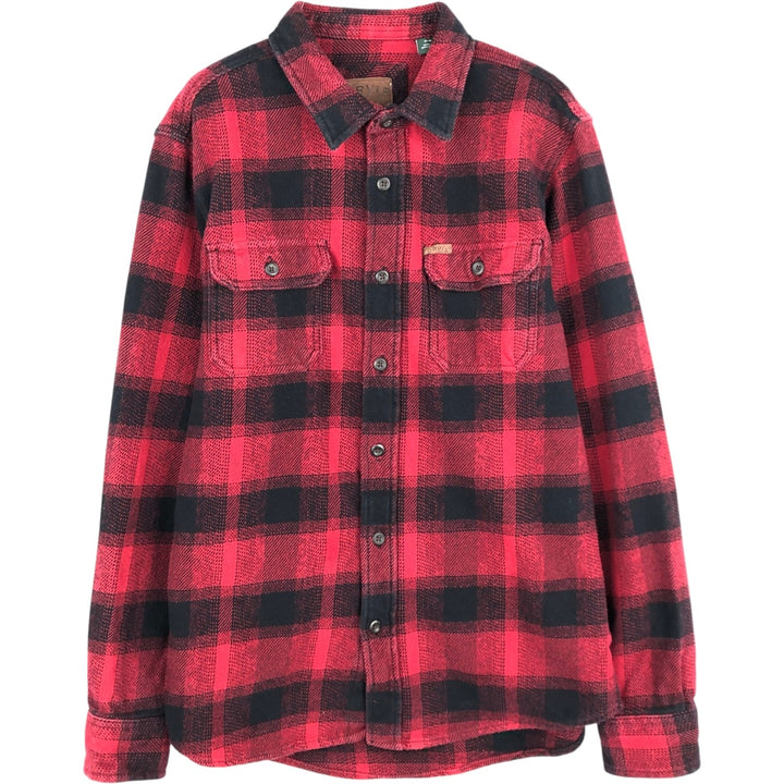 ORVIS Ombre Check Long Sleeve Flannel Check Shirt, Men's M Size cotton red type Vintage Second Hand