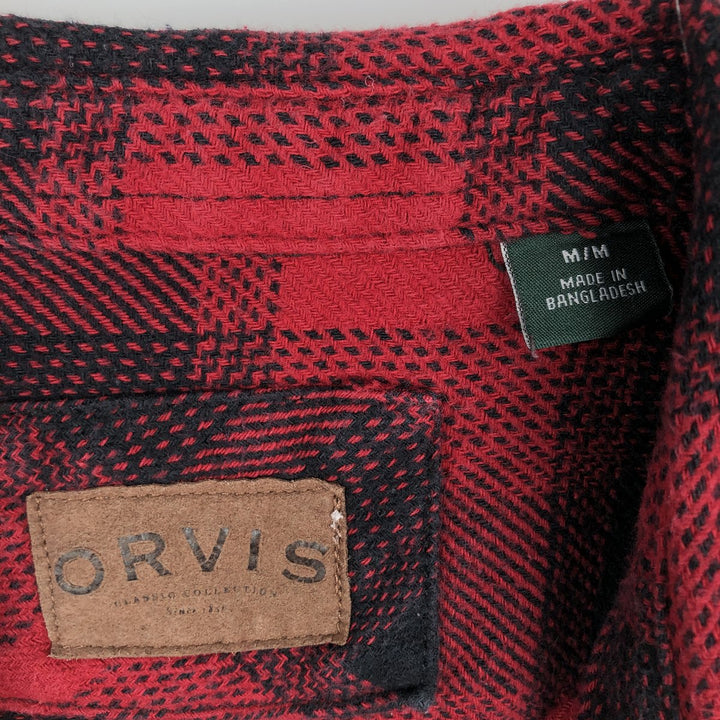 ORVIS Ombre Check Long Sleeve Flannel Check Shirt, Men's M Size cotton red type Vintage Second Hand