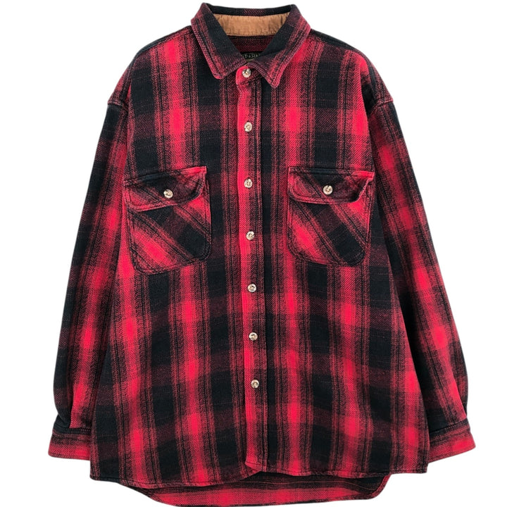 FIELD and STREAM Ombre Check Long Sleeve Heavy Flannel Check Shirt, Men's Size L cotton red type Vintage Second Hand