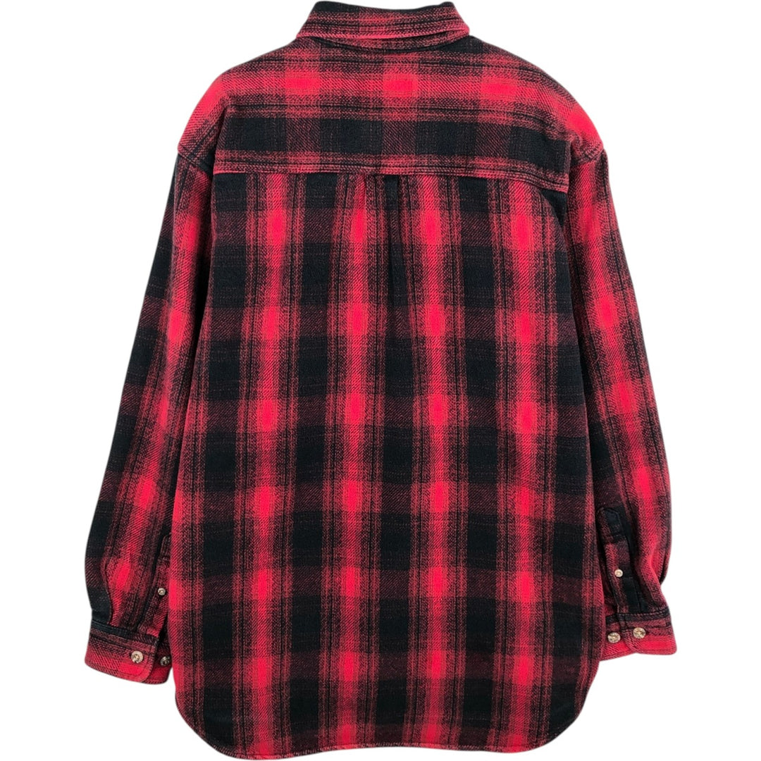 FIELD and STREAM Ombre Check Long Sleeve Heavy Flannel Check Shirt, Men's Size L cotton red type Vintage Second Hand
