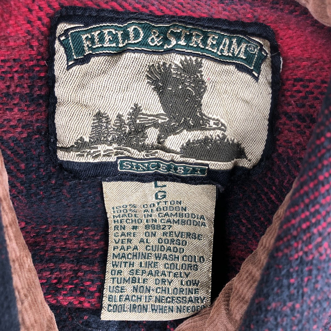 FIELD and STREAM Ombre Check Long Sleeve Heavy Flannel Check Shirt, Men's Size L cotton red type Vintage Second Hand