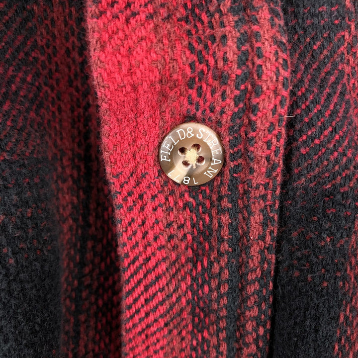 FIELD and STREAM Ombre Check Long Sleeve Heavy Flannel Check Shirt, Men's Size L cotton red type Vintage Second Hand