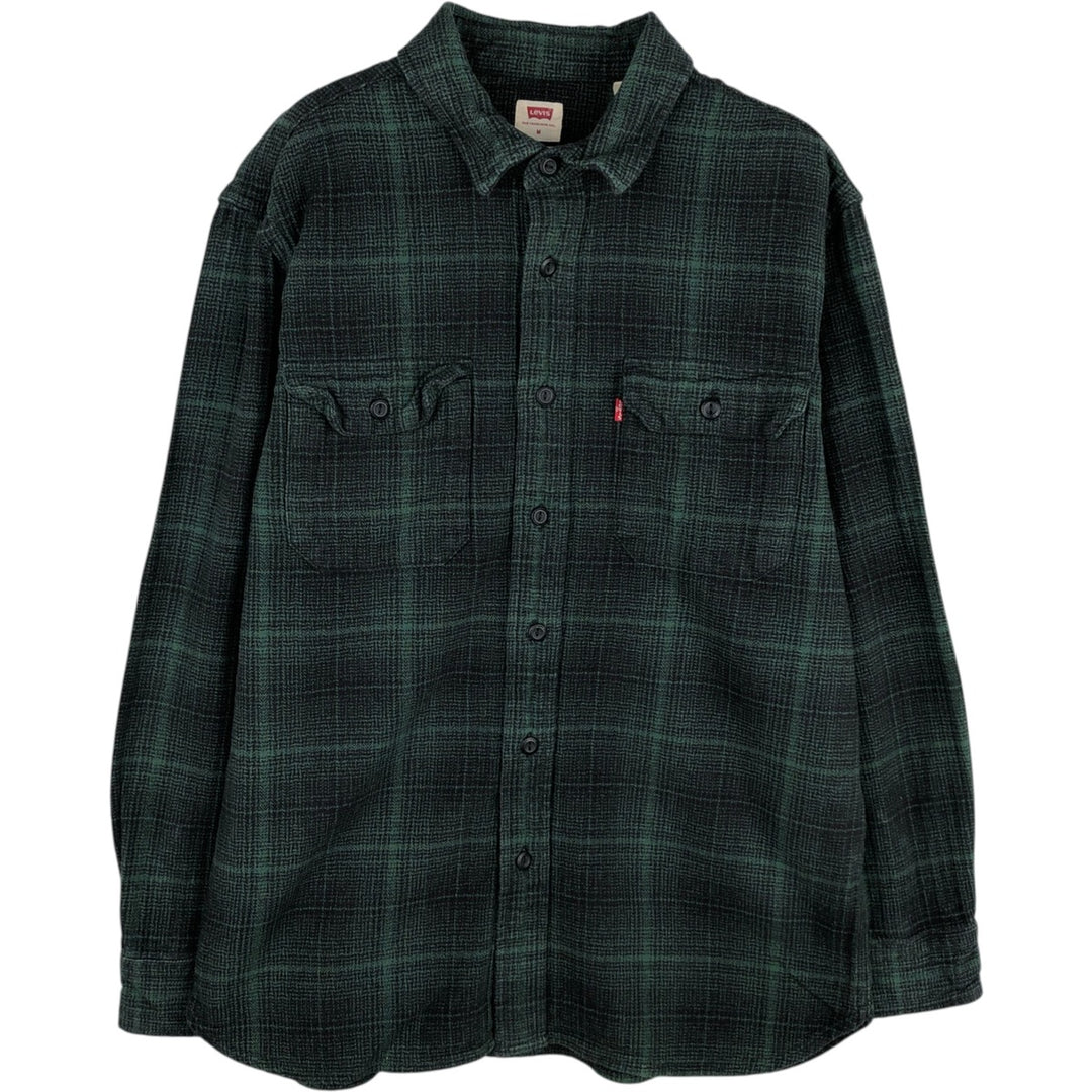 Levi's Ombre Check Long Sleeve Flannel Check Shirt, Men's Size Medium cotton green type Vintage Second Hand