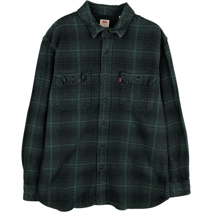 Levi's Ombre Check Long Sleeve Flannel Check Shirt, Men's Size Medium cotton green type Vintage Second Hand