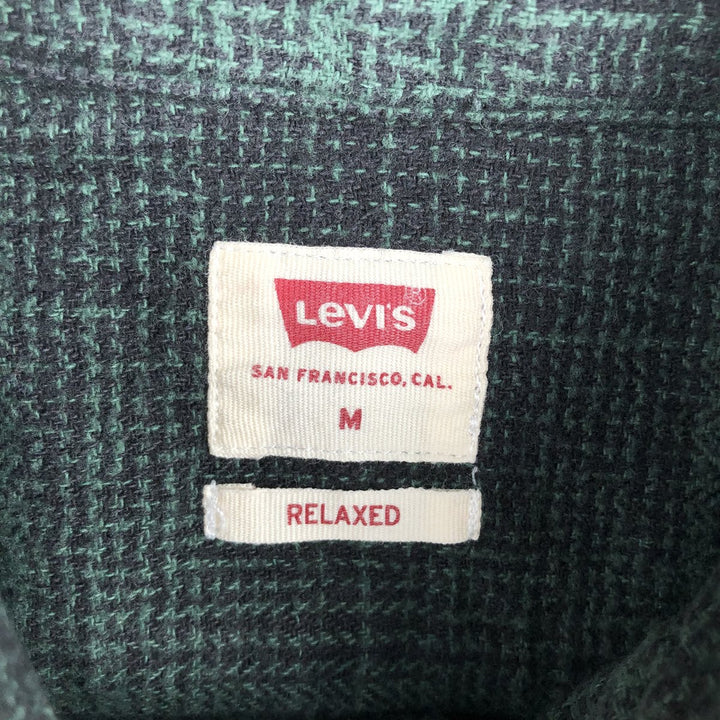 Levi's Ombre Check Long Sleeve Flannel Check Shirt, Men's Size Medium cotton green type Vintage Second Hand
