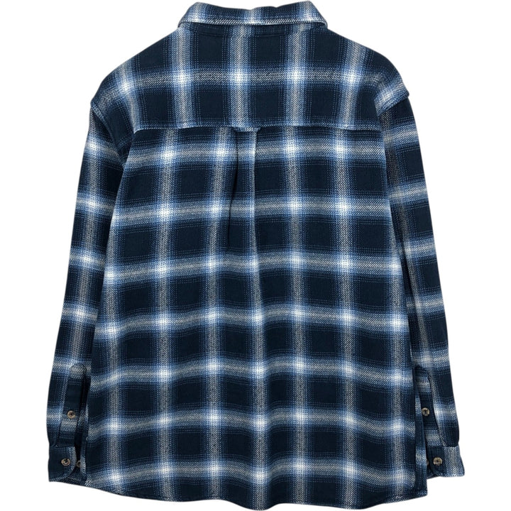 FIELD AND STREAM Long Sleeve Flannel Check Shirt, Men's Size L cotton navy blue type Vintage Second Hand