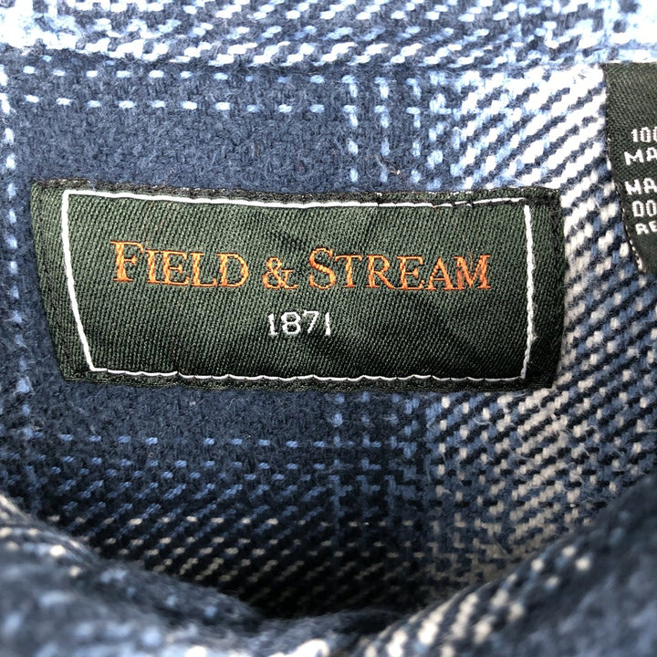 FIELD AND STREAM Long Sleeve Flannel Check Shirt, Men's Size L cotton navy blue type Vintage Second Hand