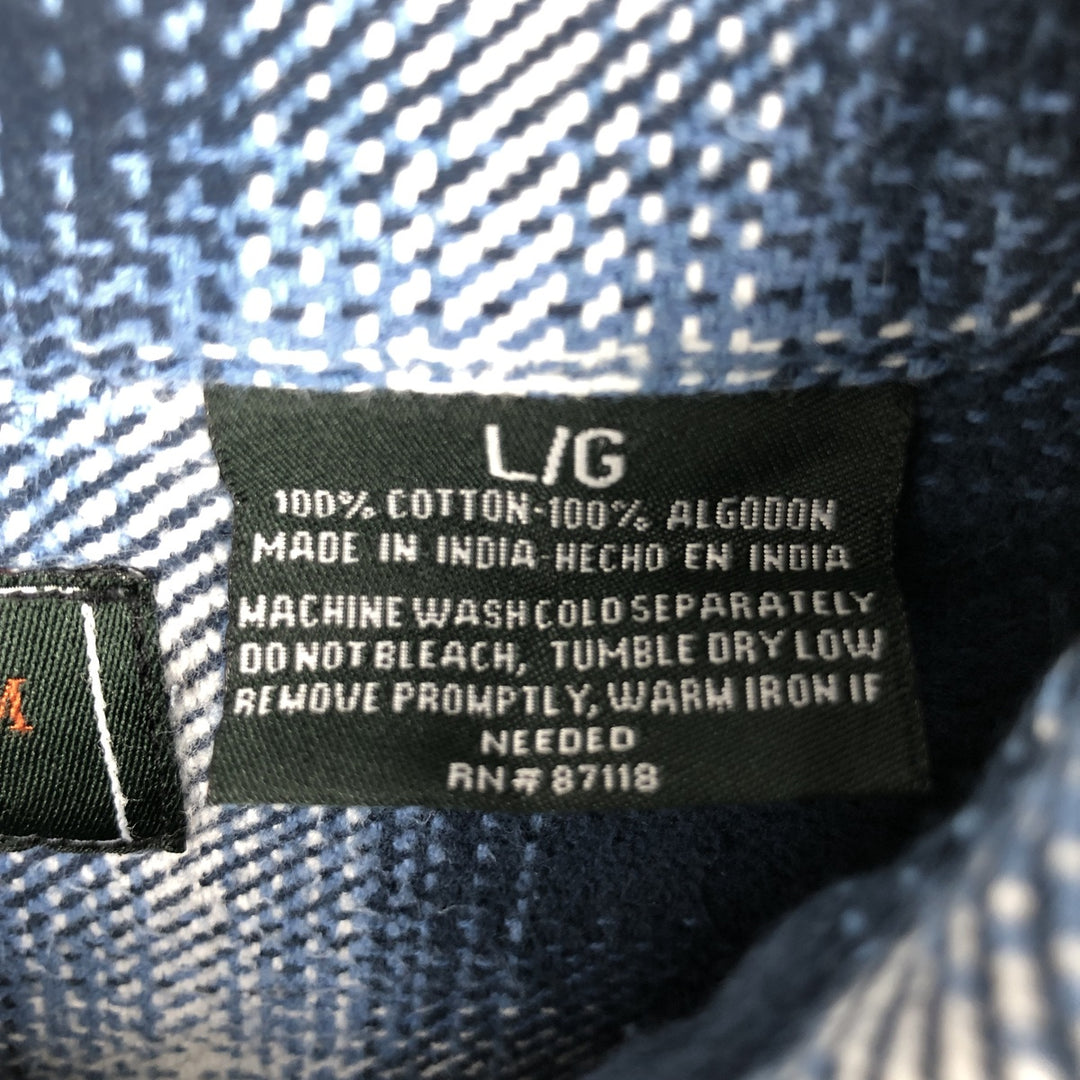 FIELD AND STREAM Long Sleeve Flannel Check Shirt, Men's Size L cotton navy blue type Vintage Second Hand